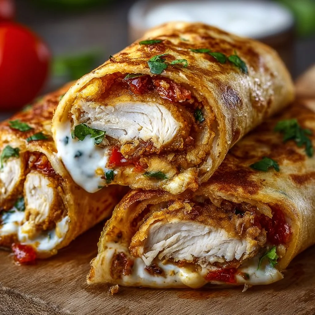 Knusprige Hähnchen-Mozzarella-Wraps aus dem Airfryer