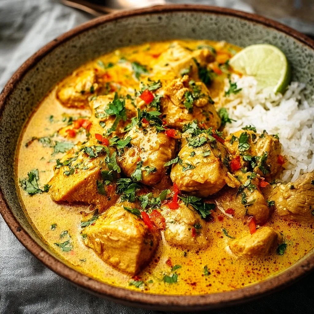 Kokosnuss-Curry-Hühnchen für schnelle Küche