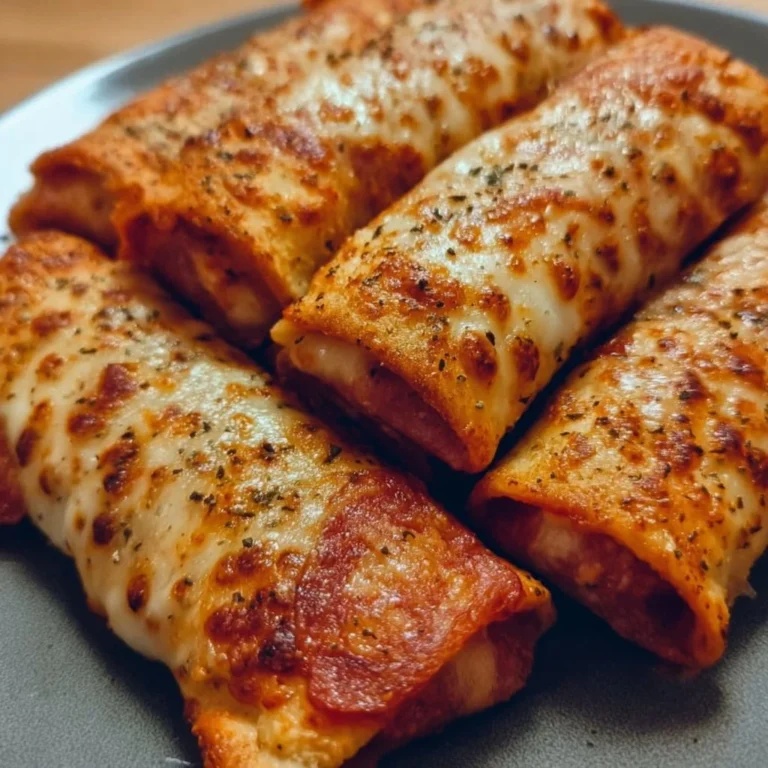 Schnelle Pizzarollen auf einem Teller serviert, ideal als Snack.