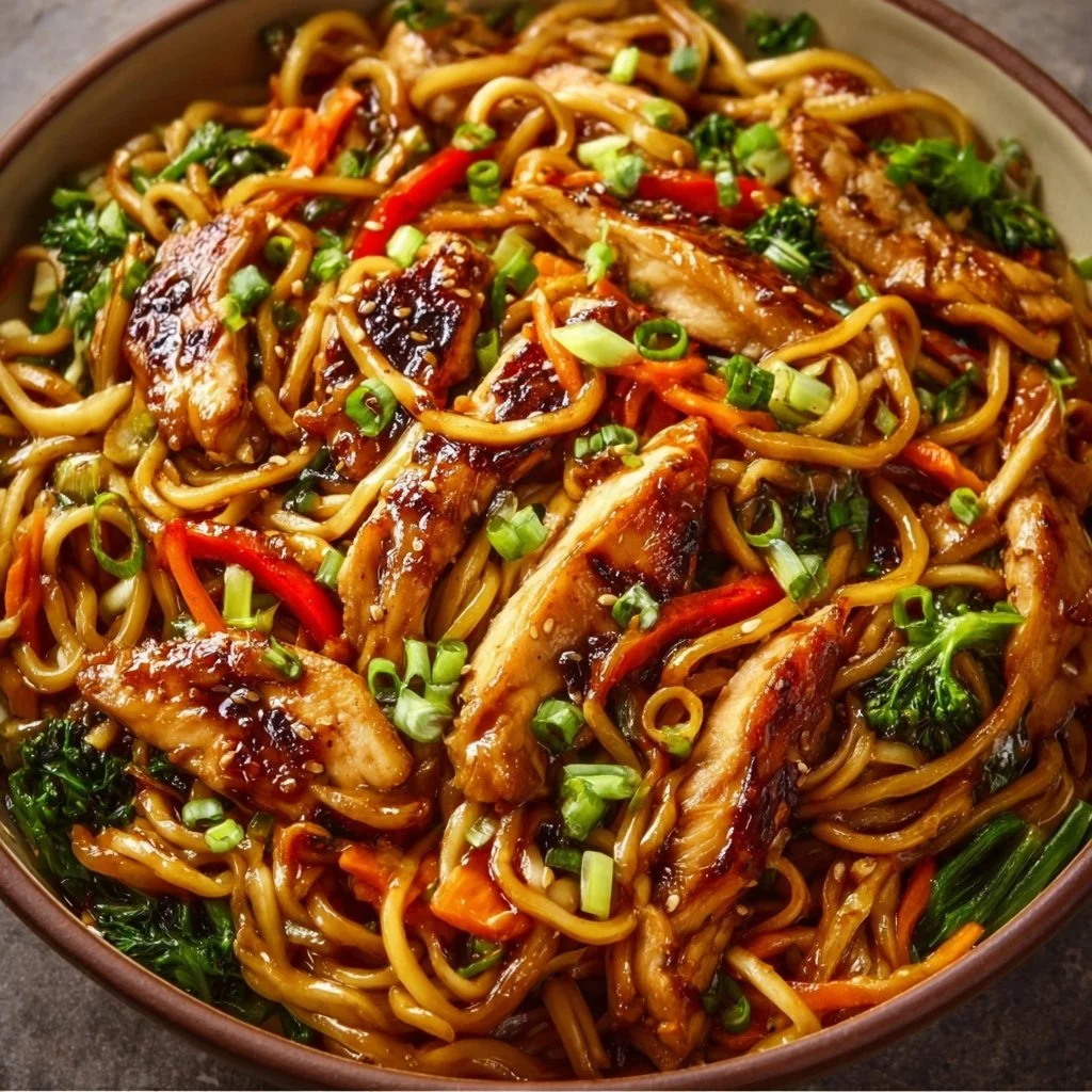 Würzige Teriyaki Hähnchen und Nudeln