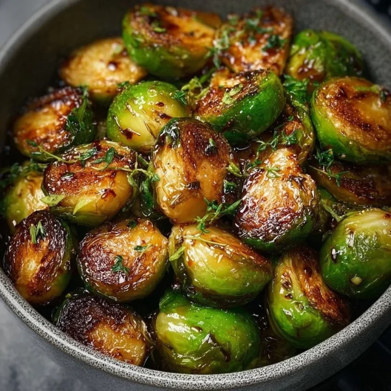 Gerösteter Airfryer Rosenkohl mit Balsamico-Dressing auf einem Teller