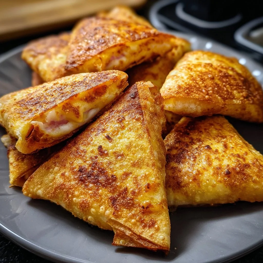 Knusprige Wrap-Ecken aus dem Airfryer auf einem Teller serviert