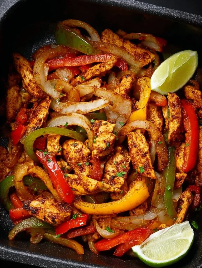 Leckere Luftfritteuse Hühnchen Fajitas mit frischen Zutaten zubereitet