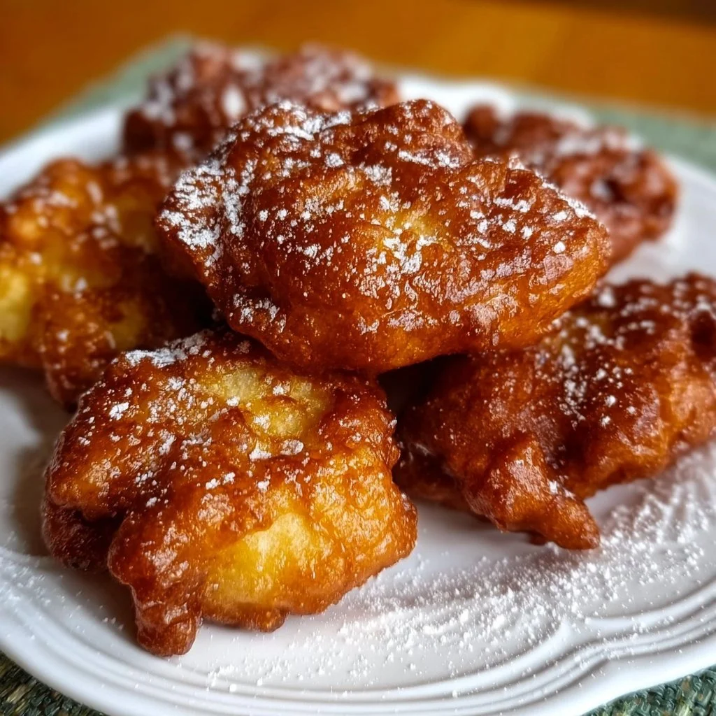 Apfelkrapfen aus der Airfryer frisch auf dem Teller serviert
