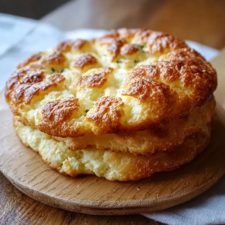 Fluffiges Hüttenkäse Wolkenbrot auf einem Holzbrett serviert