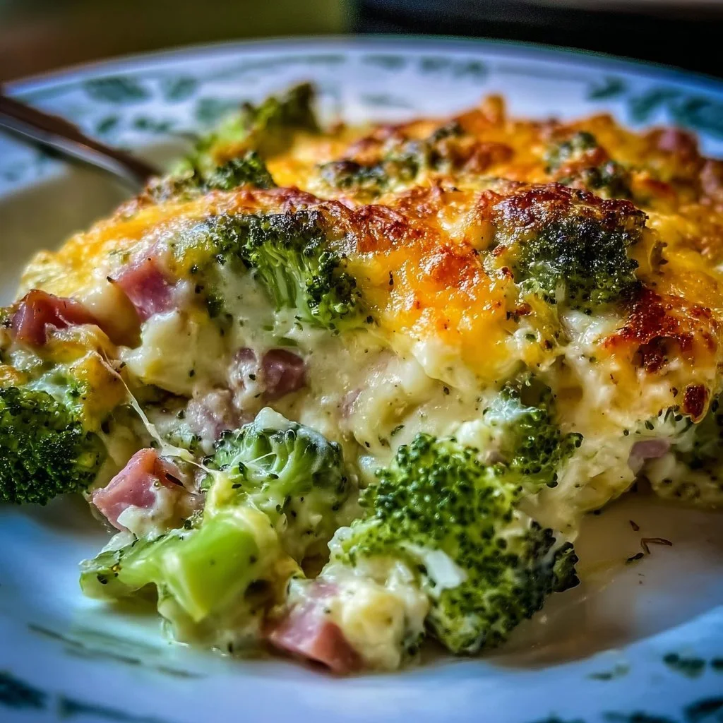 Leckerer Low Carb Brokkoli-Schinken-Auflauf aus frischem Brokkoli und Schinken