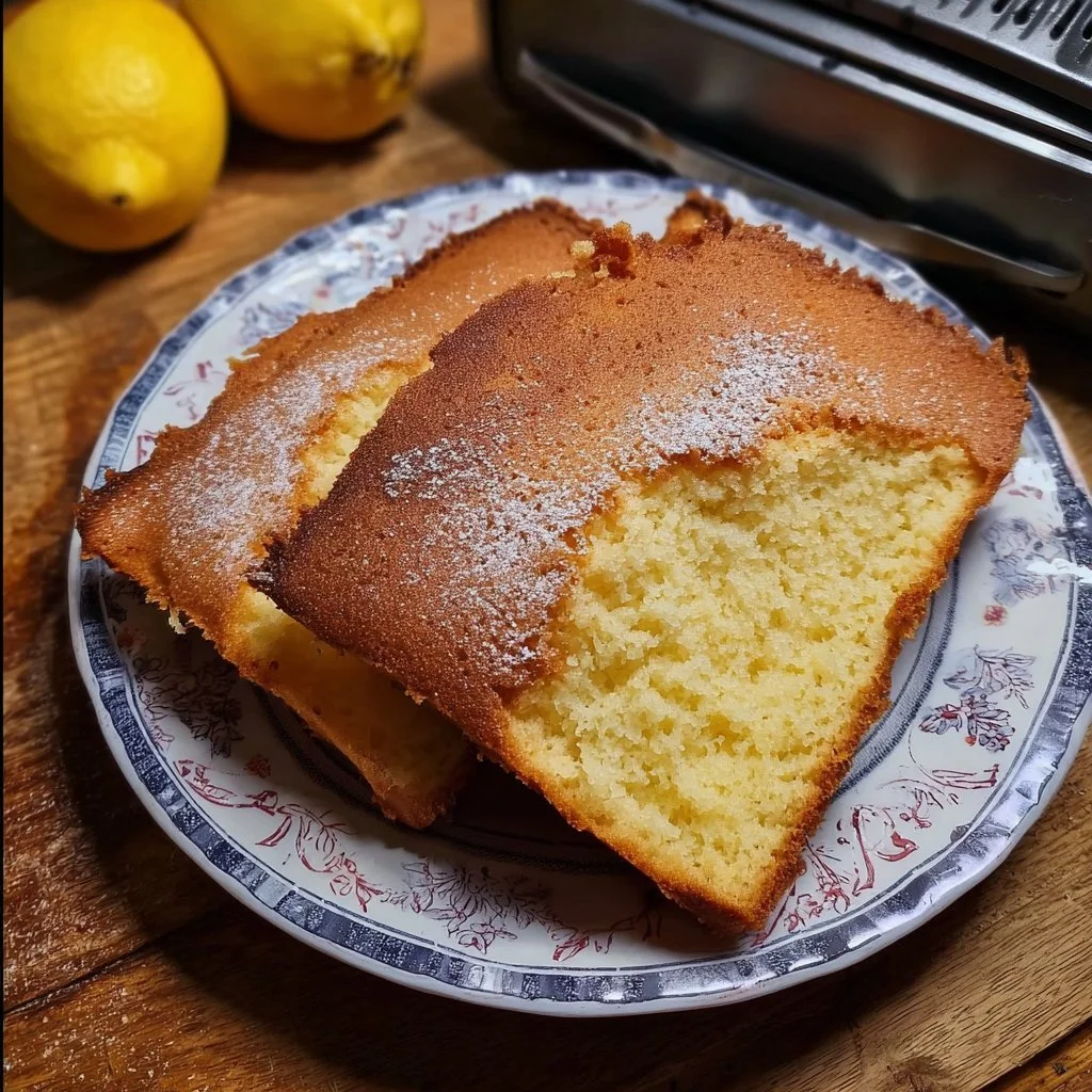 Delizierter Zitronenkuchen im Airfryer gebacken, frisch und aromatisch.